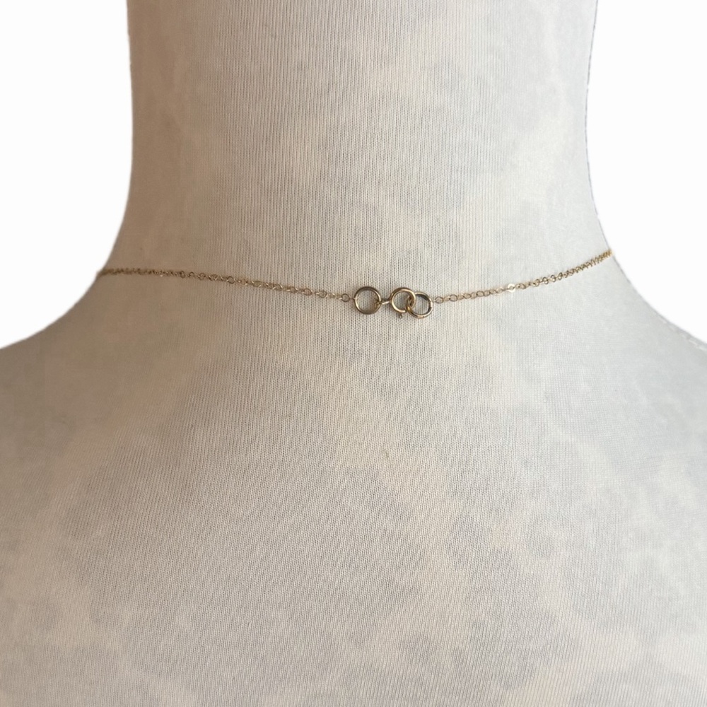 Aquamarine Beaded Bar Necklace on Delicate Gold Chain | Minimalist - Picture 3 of 4